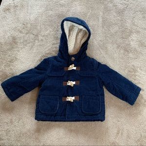 Baby Boden Blue Corduroy Toggle Coat 3-6 Months